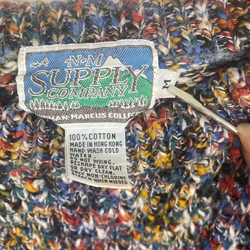 Vtg Neiman Marcus Supply Co Sweater Womens Medium Multicolor Pullover Cotton - Picture 2 of 14